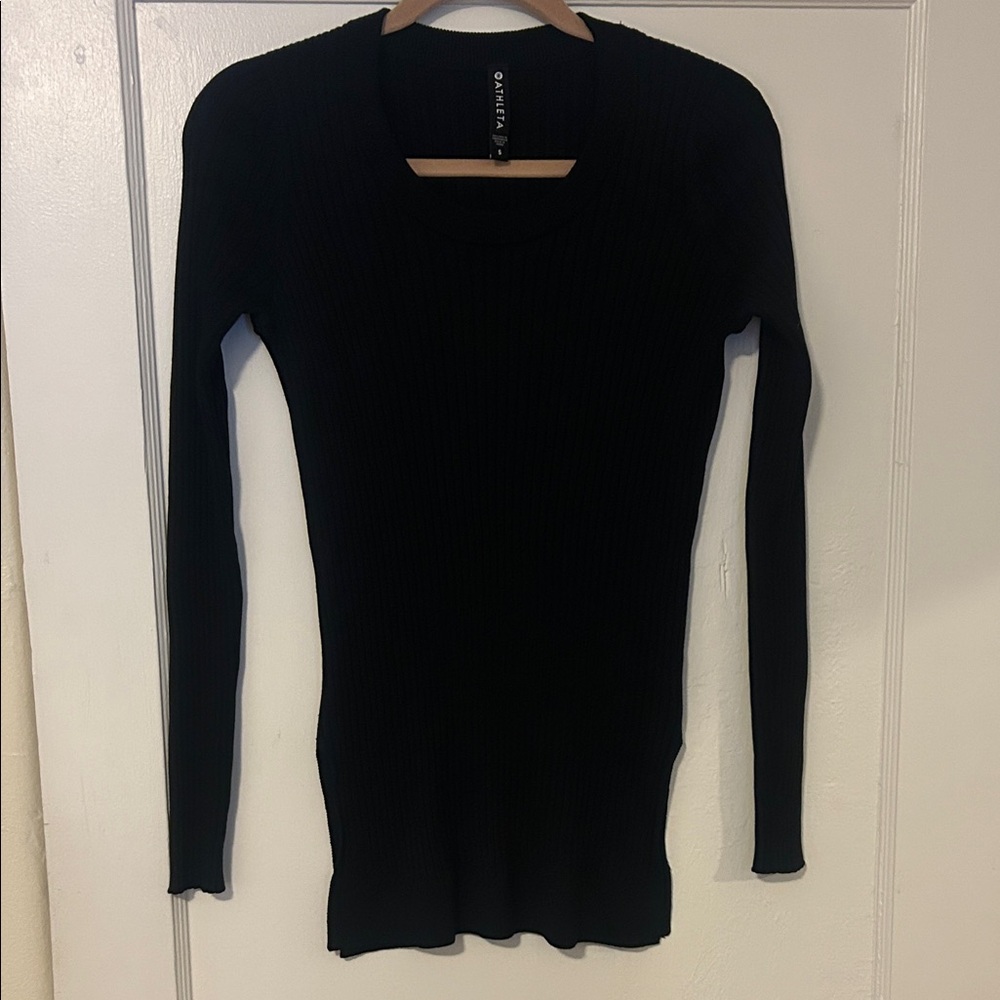 Athleta Black Long Sleeve Ribbed Tee